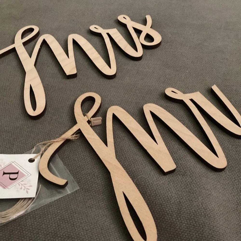 Mr. and Mrs. wooden wedding cutouts